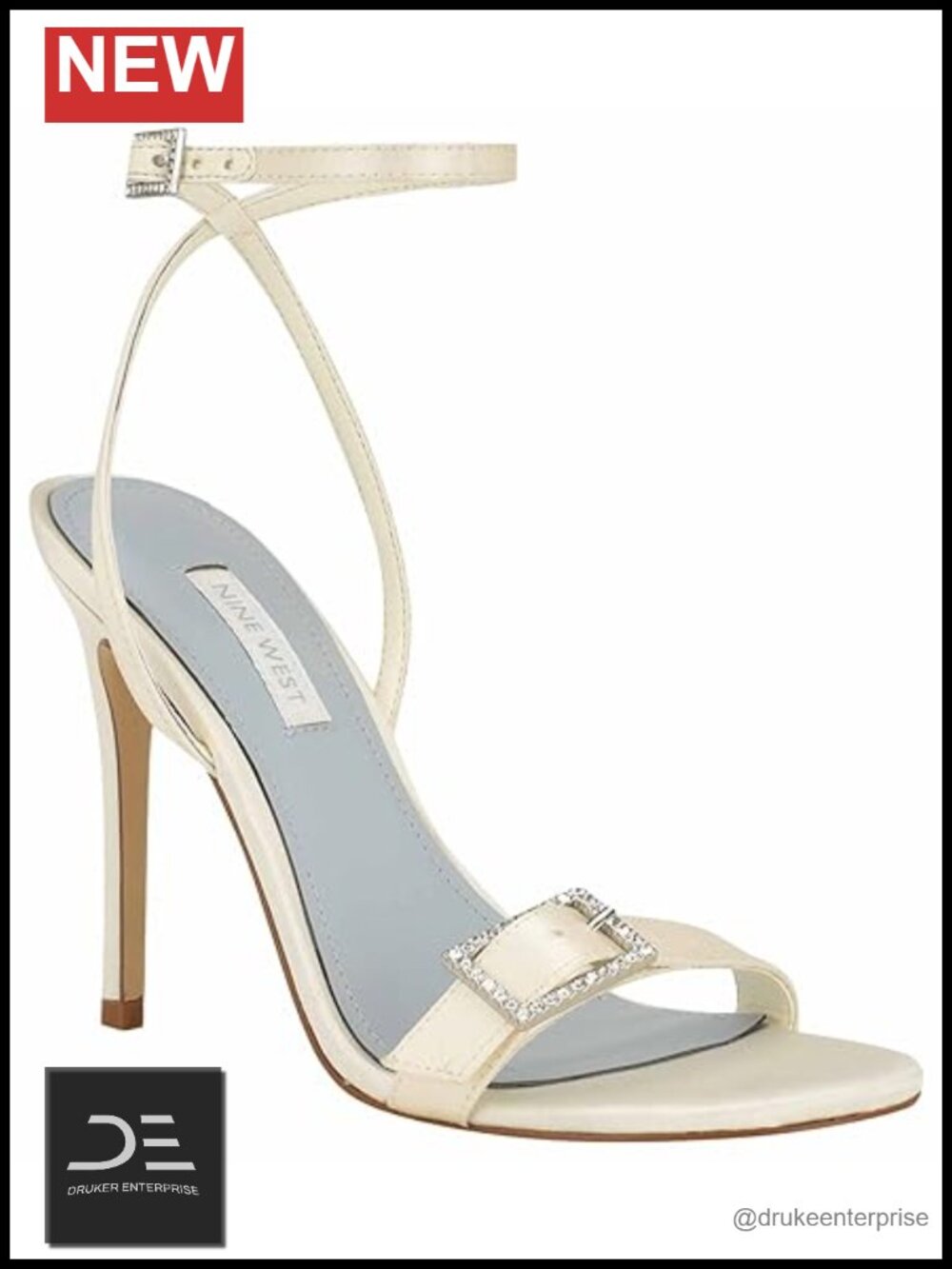 Nine West Moras Dress Sandals Stiletto Heels Ankle Strap Satin